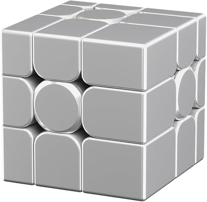 Moyu Mirror V2, 3×3 Magnetic Stickerless Cube 3x3x3 Magic Speed Cube Original, 3D Puzzle Magic Cube Ball-Core Magnetic UV Coated Version for Kids, Teenagers (Silver)