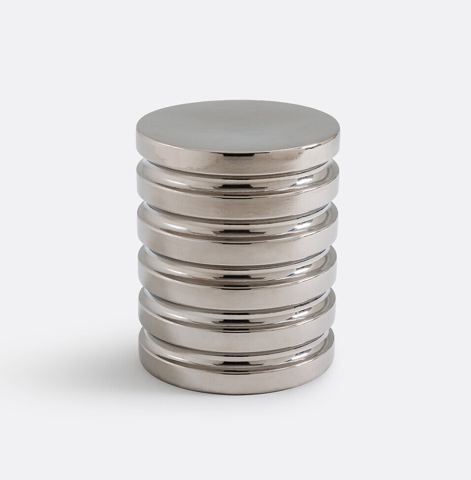 Kerros Side Table in Chrome-Plated Ceramic