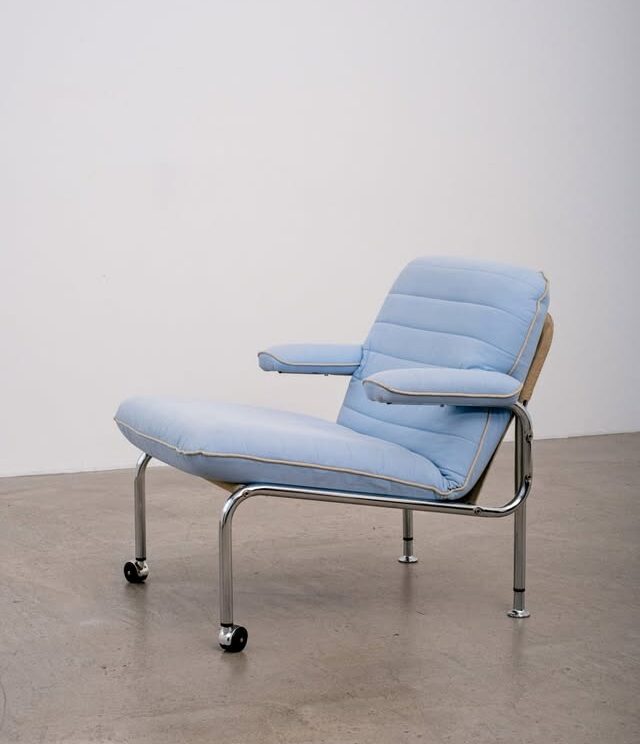 FBM Vintage chrome armchair, steel tubes and sling fabric, 1970s