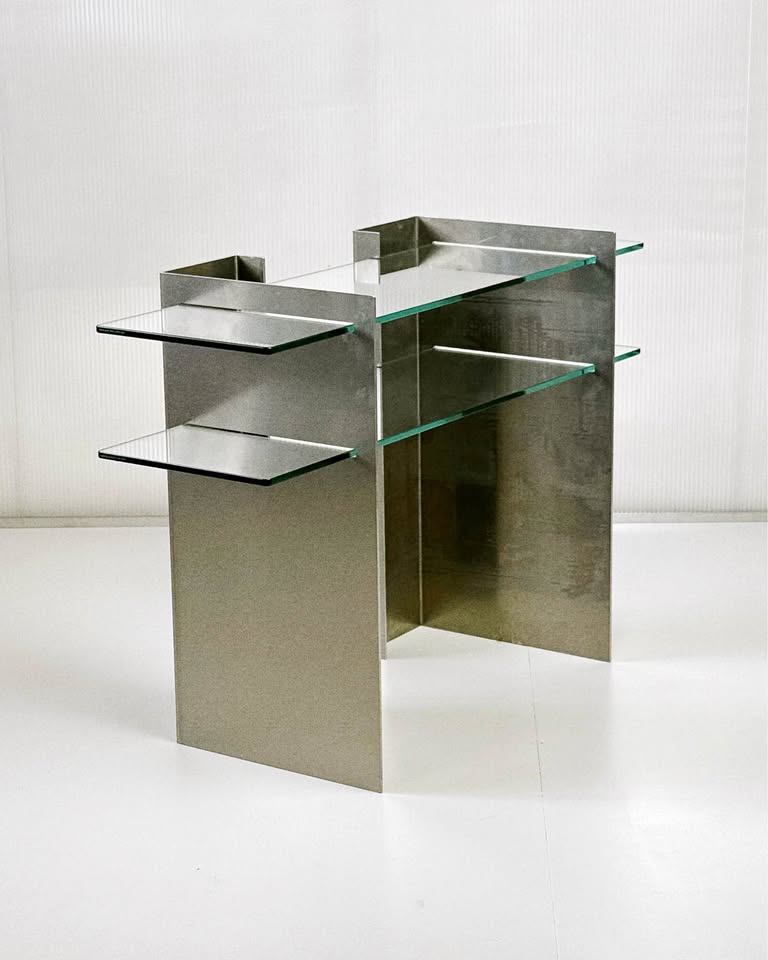 FBM Brutalist Aluminium & Glass Console