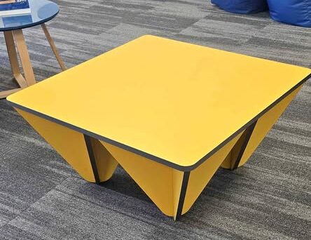 Yellow square table 80cm x 80 cm x 38cm
