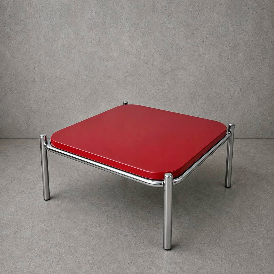 FBM Vintage Habitat Red & Chrome Square Coffee Table