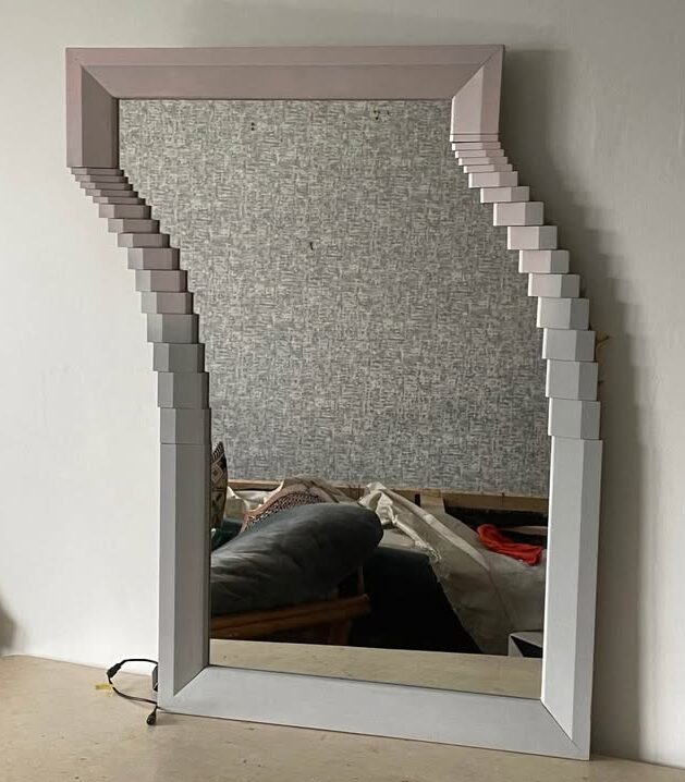 FBM 1980s Post Modern Lacquered Surrealist Asymetrical Mirror
