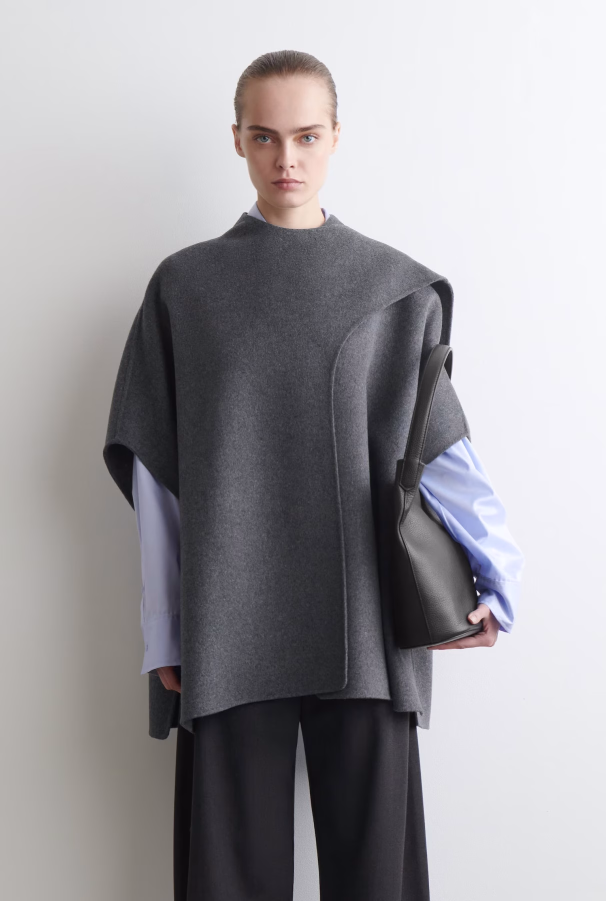 COS DOUBLE-FACED MERINO WOOL SCARF CAPE