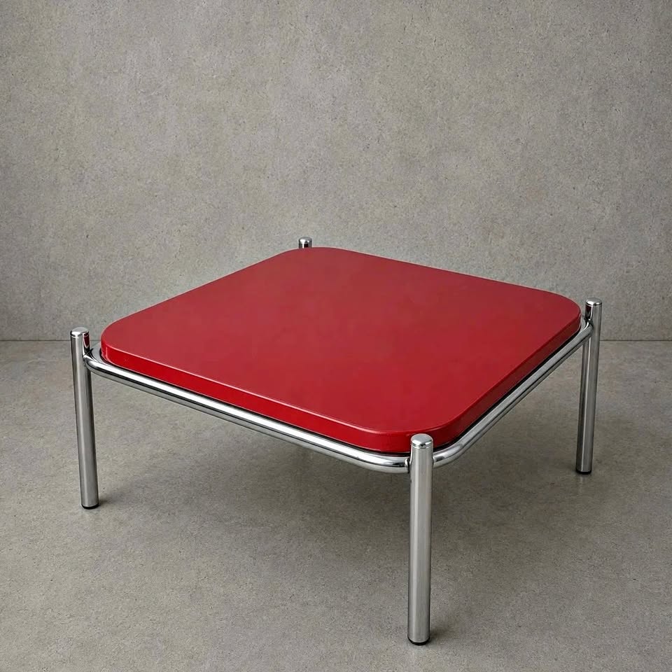 FBM Vintage Habitat rETRO Red & Chrome Square Coffee Table